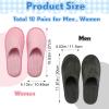 Zhehao 10 Pairs Disposable Slippers Washable House Slippers for Guests Bulk Women Men Spa Hotel Bath Slipper Soft Cotton Linen Non Slip Breathable for Indoor Travel Bedroom Party(Pink, Gray) view 2