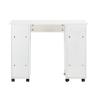 Goujxcy Manicure Nail Desk for Technician, Wooden Salon Spa Nail Table Station w/Cabinet, Drawers, Controllable Wheels (White) view 3