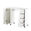 Goujxcy Manicure Nail Desk for Technician, Wooden Salon Spa Nail Table Station w/Cabinet, Drawers, Controllable Wheels (White) view 4