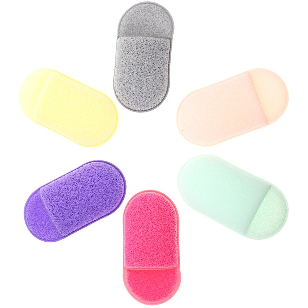 6pcs Face Cleansing Sponge, Reusable Makeup Removal Pads Face Washing Puff for Home Travel (Random color)