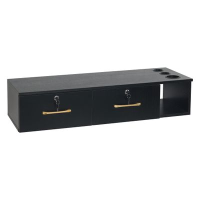 BarberPub Locking Wall Mount Styling Station, Barber Storage Floating Salon Station, Beauty Spa Salon Equipment with Drawers 2206 (Black)