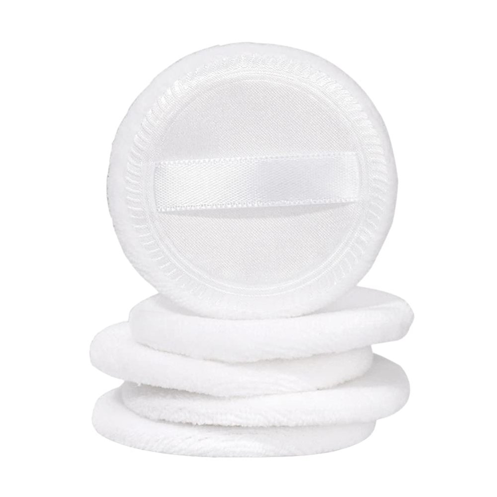 FRCOLOR Makeup Sponge Makeup Puff Puff 5Pcs Cotton Cosmetic Makeup Puffs with Ribbon Face Puffs Pads for Women Makeup (White) Triangle Puff Bath Sponge
