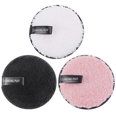 FRCOLOR 3pcs Makeup Pads Facial Cleansing Double-sided Plush Deep Cleaning for Makeup Removal
