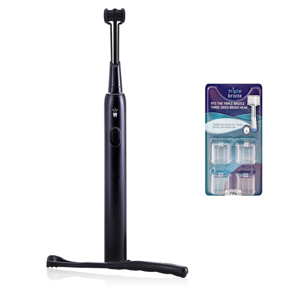 Triple Bristle Max | 4 Brush Modes | Patented 3 Head Design with Brush Head Covers