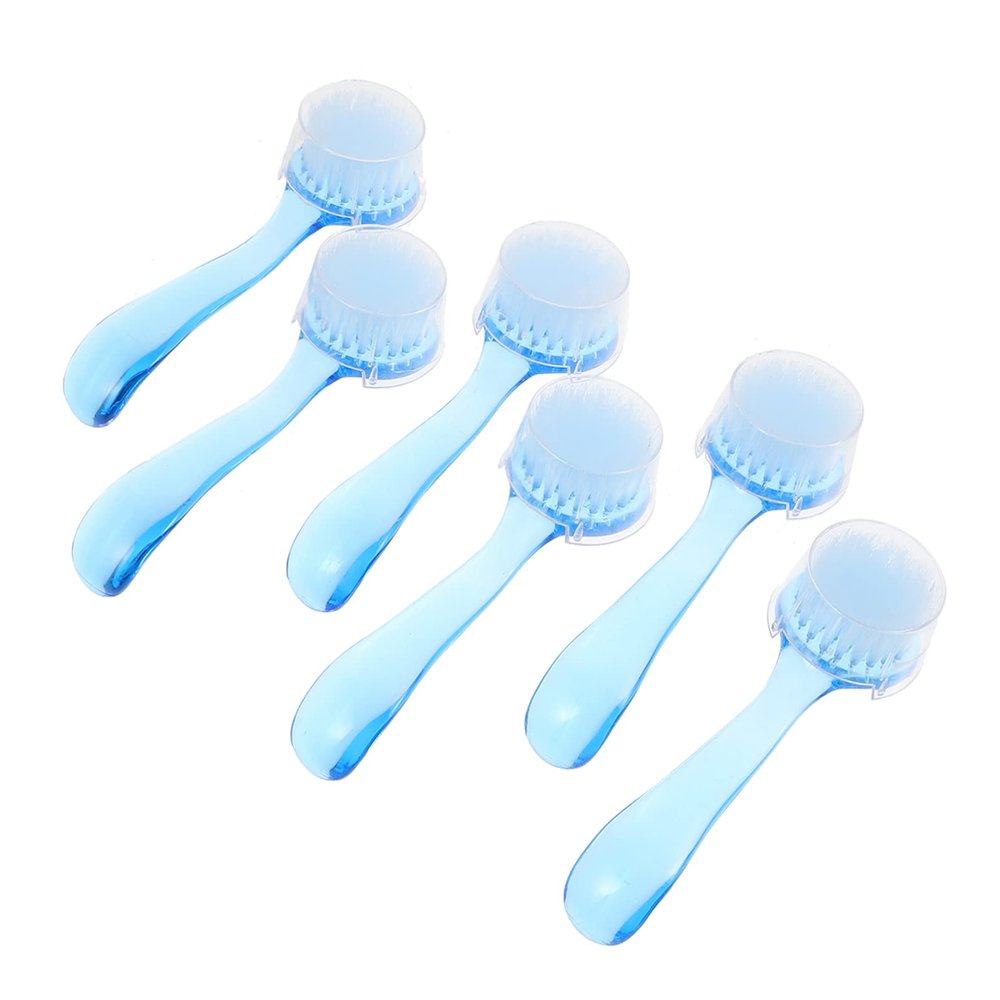 FRCOLOR 6pcs Nail Brush Ergonomic Handle for Manicure Dust Removal and Facial Cleansing Portable Nail Cleaning Tool for Home and Salon Use