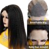 13X4 Kinky Straight Lace Front Wigs Human Hair for Women,26 inch Glueless Kinky Straight Human Hair Wig Pre Plucked HairLine with Baby Hair,180% Density Yaki Straight Lace Wigs Natural Black Color view 4