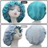 Hanbertti Silk Bonnet for Sleeping Women, Double Layer Soft Ajustable Elasticity Band Satin Bonnet for Protect Hair - Sleep Shower Caps (Pink Black + Peocock Light blue) view 3