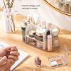 7.5 x 3.5 x 3.3in Makeup Organizer with Drawers, Transparent ABS Cosmetic Storage Box for Brushes Jewelry Perfume - Desktop Organizer for Bedroom Bathroom School (White) view 3