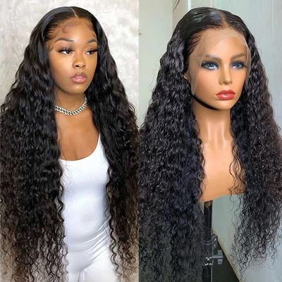 30 Inch Lace Front Wig Human Hair for Black Women 180% Density HD Transparent 13x4 Deep Wave Lace Front Wigs Human Hair Pre Plucked Wet and Wavy Brazilian Curly Glueless Lace Frontal Wigs (30Inch