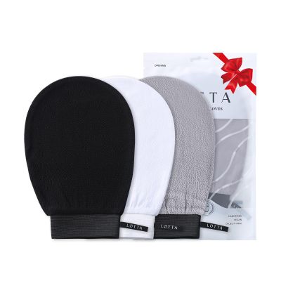 LOTTA Exfoliating Gloves for Dead Skin Removal & Skin Cell Renewal, Vegan Viscose Body Scrubber Mitt for Self-Tanning & Keratosis Pilaris, Kessa Korean Washcloth for Bath