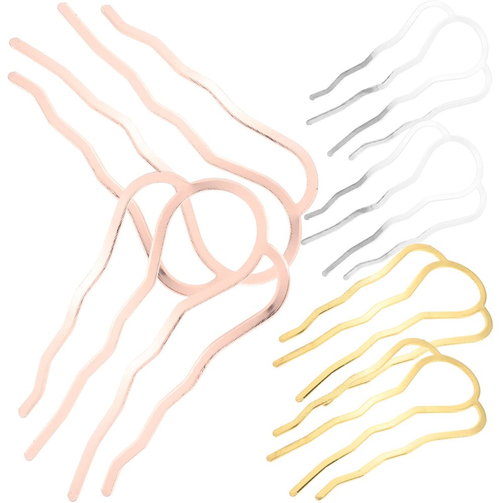 FRCOLOR 6pcs Hair Comb Hairpin Hair Bun Plug Holder Women Hair Accessories Side Hair Clip Hair Side Comb Hair Combs for Women Bun Hair Stick Retro Hair Sticks to Weave France Miss Metal