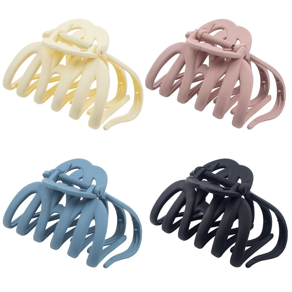 4 Pieces 3.5'' Large Octopus Claw Clips for Thick Long Hair, Big Hair Clips for Women, Strong Hold Hair Claw Clips, Matte Non-slip Jaw Hair Clips
