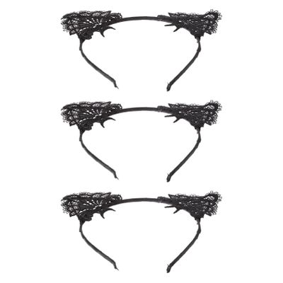 FRCOLOR Hollow Lace Cat Ear Headband Set Women Girls Cat Headbands Hair Decor Headwear Party Accessory