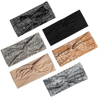 Artilady 6 Pack Boho Headbands for Women - Wide Bandana Headband Non Slip Stretchy Cheetah Paisley Print Turban Headwarp Twisted for Girls