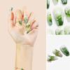 Handmade Press On Nail Medium Long Coffin Ballerina Green Flower Butterfly Fake Tip 3D Design Art Charms Cute with Storage Box 10 Pcs (009 S) view 2