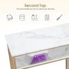BarberPub Manicure Table for Nail Tech, Golden & Marbling Texture Nail Desk with Storage Drawers and Shelf, Home Salon Spa Equipment, Beauty Nail Table with Metal Frame 2407 view 4