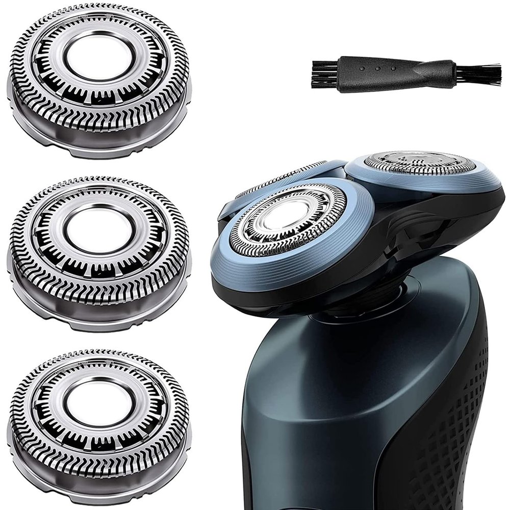Suleto SH60/72 Replacement Shaver Heads Compatible with Philips Series 6000, SH60 Shaving Heads Compatible with Norelco S6880/81, S6810/82, S6850/85, 3-Pack with Cleaning Brush