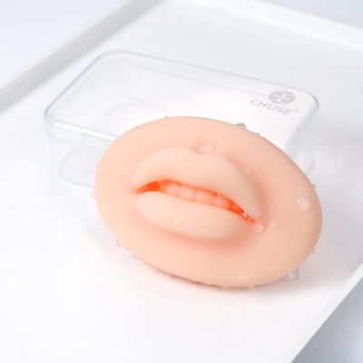CHUSE 2pcs 5D Soft Silicone Realistic Lips Practice Module For Semi Permanent Make Up - Silicone Microblading Practice Fake Skin Lips - Lips Tattoo (Light Skin)