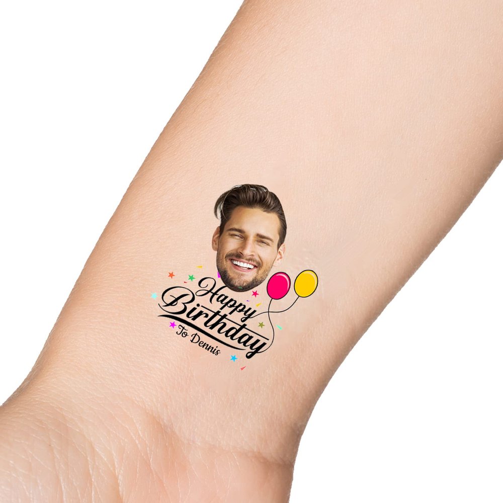 15pcs Custom Tattoos Personalized Temporary Tattoos with Photo Face Heart Waterproof Name Logo Tattoos Stickers For Women Men Kids Gifts for Birthday Party Wedding Bride Groom Decor
