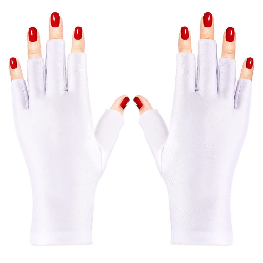 Pimoys Anti UV Gloves for Nail Lamp - UV Protection Fingerless Gloves for Gel Nail Lamp