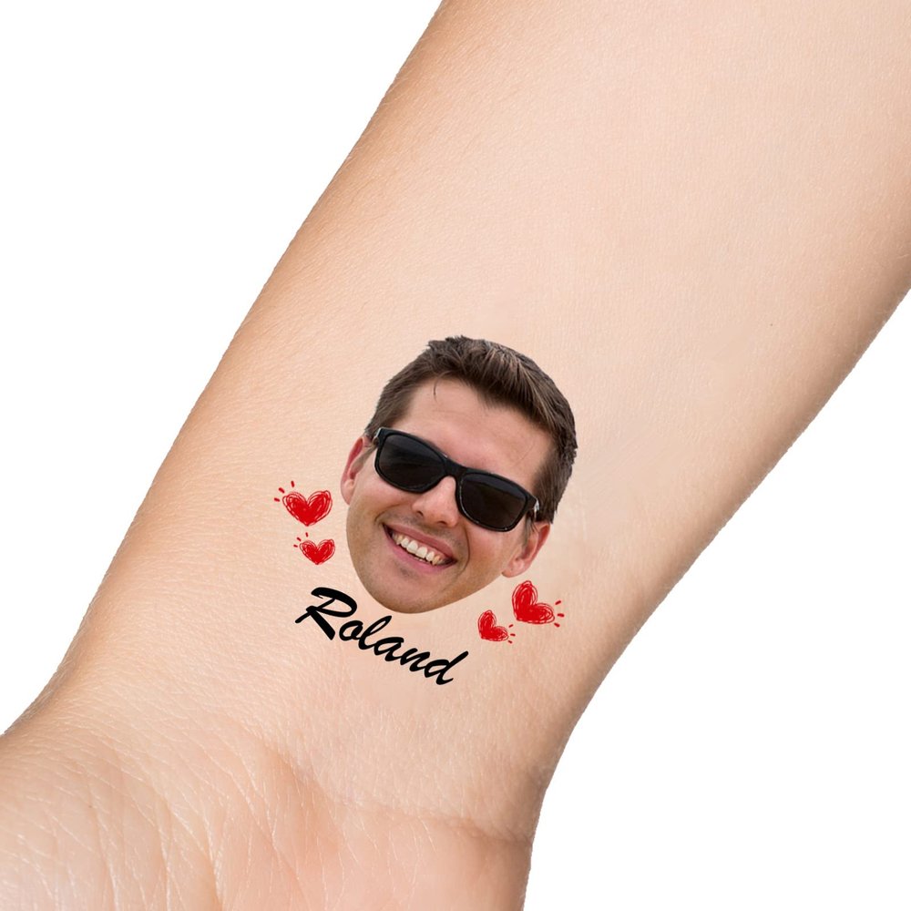 15pcs Custom Tattoos Personalized Temporary Tattoos with Photo Face Heart Waterproof Name Logo Tattoos Stickers For Women Men Kids Gifts for Birthday Party Wedding Bride Groom Decor