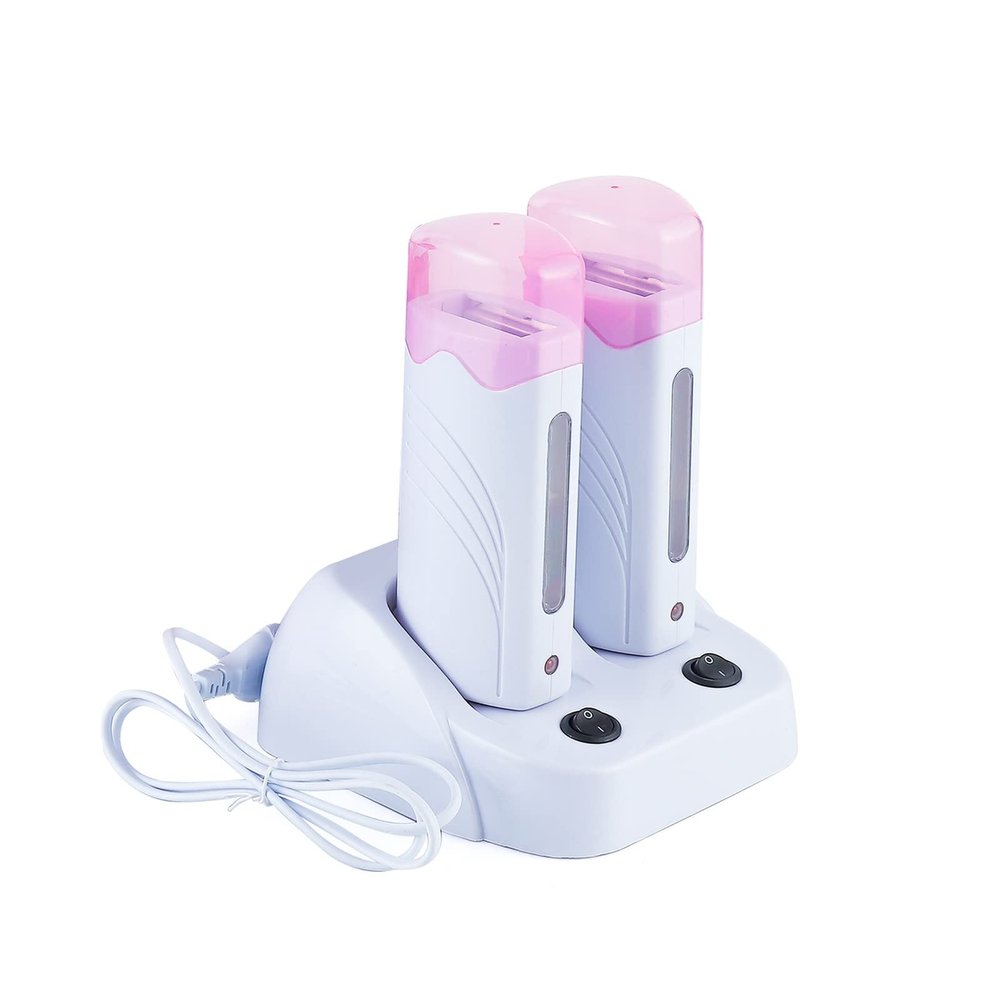 110V Roll On Wax Warmer for Hair Removal, Double Wax Roller Heater, Home Waxing Kit for Women and Men