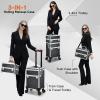 Professional Rolling Makeup Case, 3 in 1 Makeup Train Case, Cosmetology Case on Wheels, Large Makeup Trolley Salon Barber Traveling Trunk Suitcase for Makeup School Nail Tech Hairstylist MUA, Black view 2