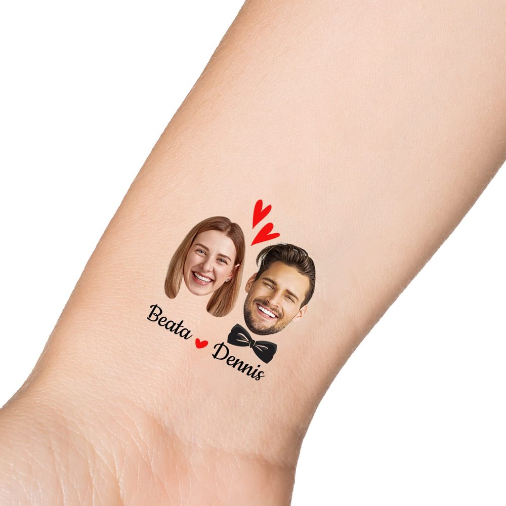 15pcs Custom Tattoos Personalized Temporary Tattoos with Photo Face Heart Waterproof Name Logo Tattoos Stickers For Women Men Kids Gifts for Birthday Party Wedding Bride Groom Decor