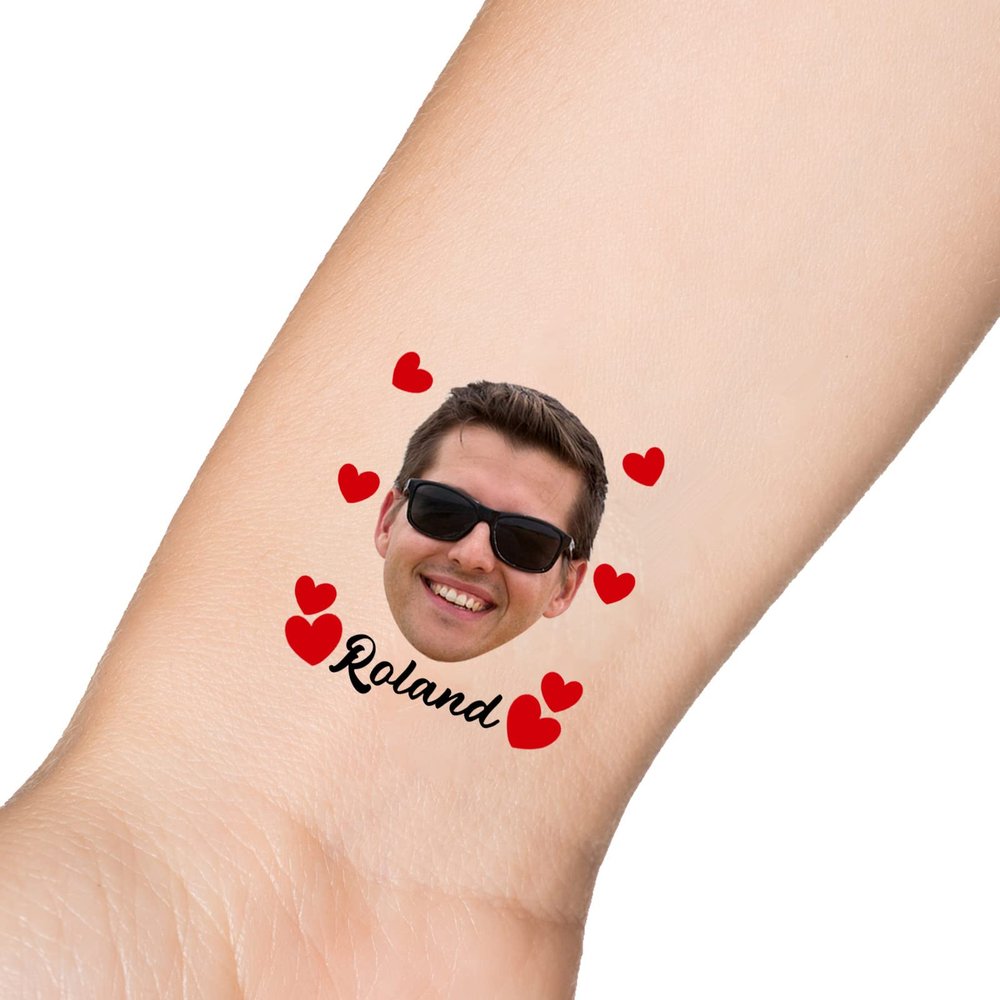 15pcs Custom Tattoos Personalized Temporary Tattoos with Photo Face Heart Waterproof Name Logo Tattoos Stickers For Women Men Kids Gifts for Birthday Party Wedding Bride Groom Decor