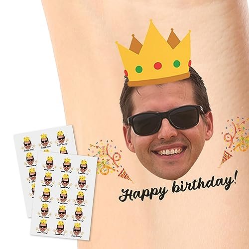 15pcs Custom Tattoos Personalized Temporary Tattoos with Photo Face Heart Waterproof Name Logo Tattoos Stickers For Women Men Kids Gifts for Birthday Party Wedding Bride Groom Decor