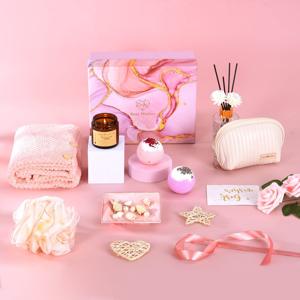 Self Care Gifts For Women - Birthday Gifts Basket for Women Unique Relaxing Spa Bath Set, Gifts For Women, Mom, Her, Sister, Wife, Auntie, Grandma, Bridesmaid, Female