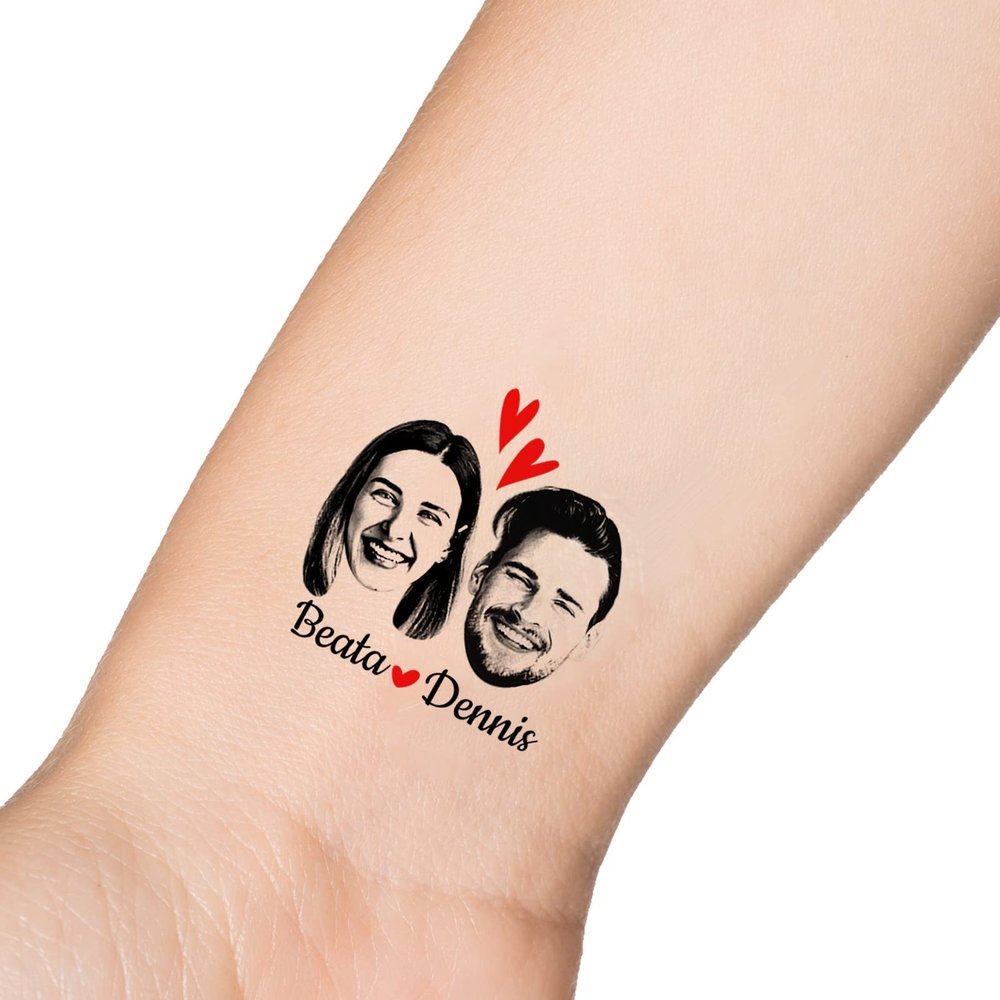 15pcs Custom Tattoos Personalized Temporary Tattoos with Photo Face Heart Waterproof Name Logo Tattoos Stickers For Women Men Kids Gifts for Birthday Party Wedding Bride Groom Decor