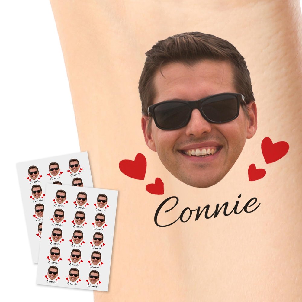15pcs Custom Tattoos Personalized Temporary Tattoos with Photo Face Heart Waterproof Name Logo Tattoos Stickers For Women Men Kids Gifts for Birthday Party Wedding Bride Groom Decor