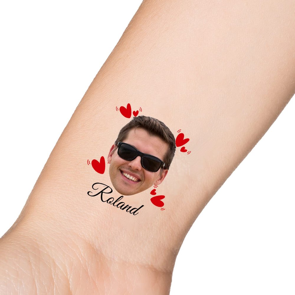 15pcs Custom Tattoos Personalized Temporary Tattoos with Photo Face Heart Waterproof Name Logo Tattoos Stickers For Women Men Kids Gifts for Birthday Party Wedding Bride Groom Decor