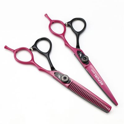 6.0 Inch Hair Cutting Scissors Set, Professional Shears Cutting and Thinning Scissors Kit, Japanese Stainless Steel, with Free Fine Black Leather Case, for Men/Women/Kids/Salon(Red)