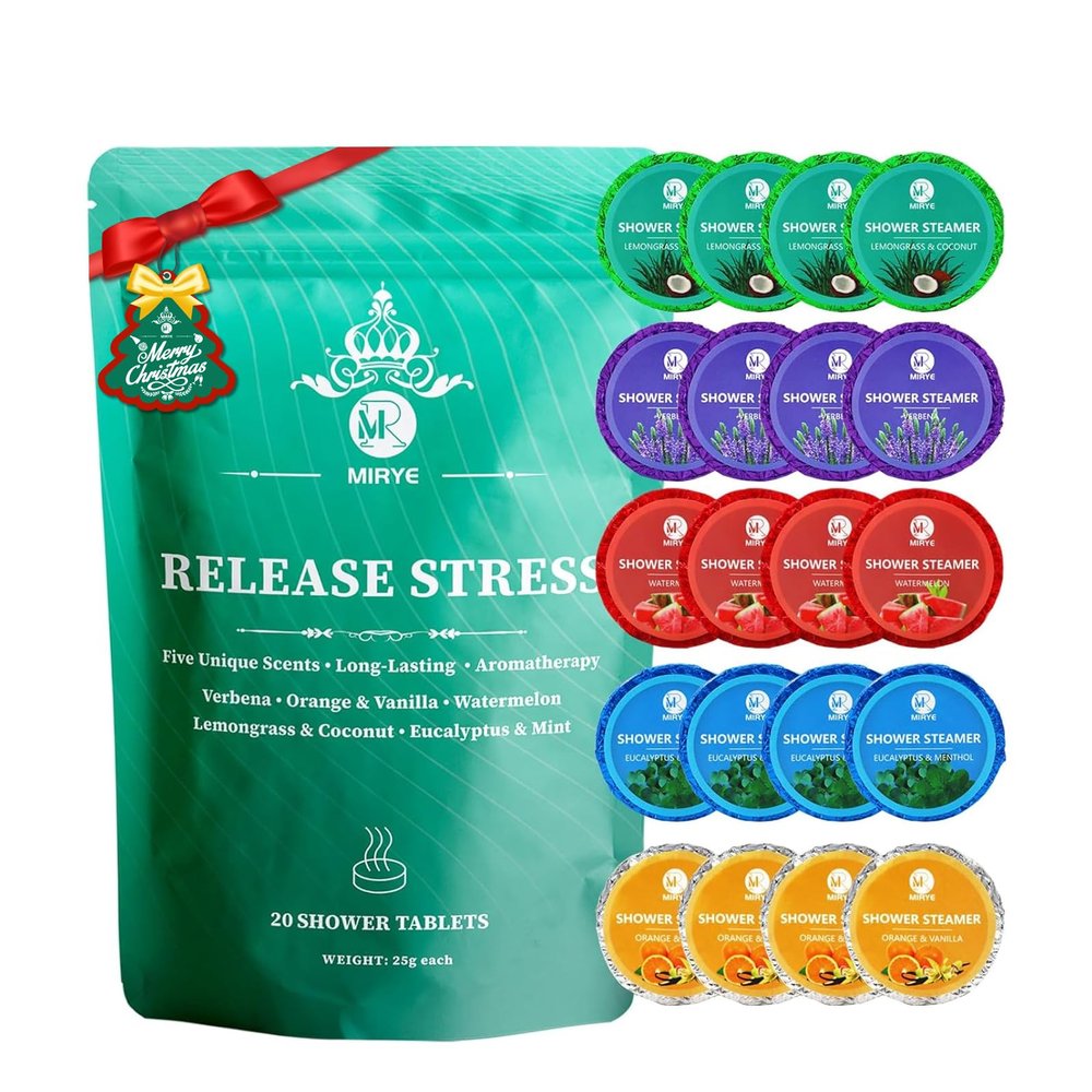 Shower Steamers Aromatherapy, 20-Pack Shower Bombs with Natural Essential Oils  Stress Relief Self Care, Birthday Gifts for Women & Men, Christmas Stocking Stuffers & White Elephant Gifts
