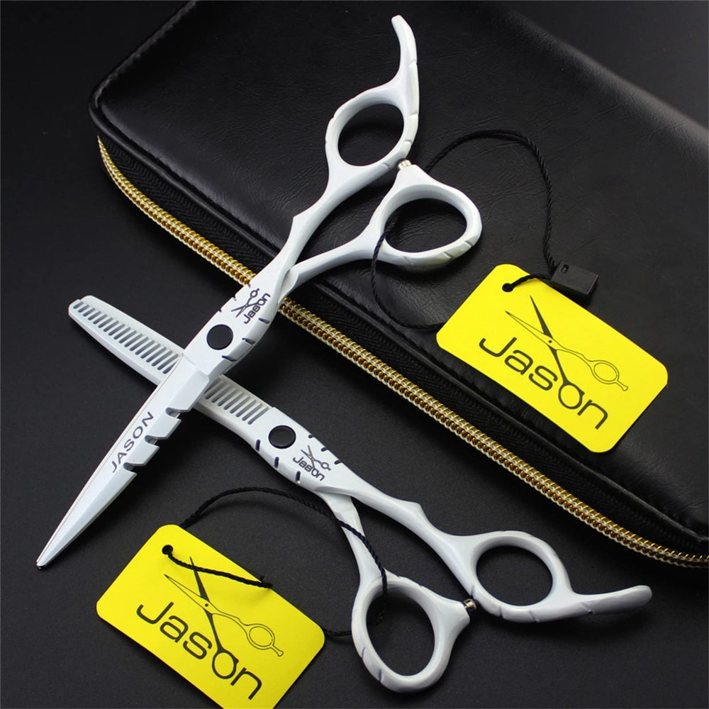 6.0 Inch Hair Cutting Scissors Set, Professional Shears Cutting and Thinning Scissors Kit, Japanese Stainless Steel, with Free Fine Black Leather Case, for Men/Women/Kids/Salon and Home