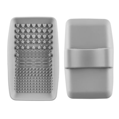 2PCS Brush Cleaning Palette,Handheld Silicone Brush Scrubber Brush Cleaning PadReusable Scrubber to Clean All of Your Ink Blending Brushes with Ease Portable Washing Tool (4 x 5 7/8inch Gray)