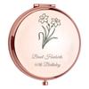 Personalized Birth Month Flower Theme Compact Mirror Custom Engraved Birthday Flower Gift Mirror for Girlfriend Mother Women,Wedding Favors Gifts for Bride Bridesmaid Bulk Travel Makeup Mirror view 2