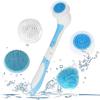 JYYBN Electric Bath Brush Set, Waterproof Silicone Body Brush with 4 Spin Brush Heads, Shower Brush for Facial Bath Scrubber Exfoliating SPA, Back Brush Long Handle for Shower Women Men view 1