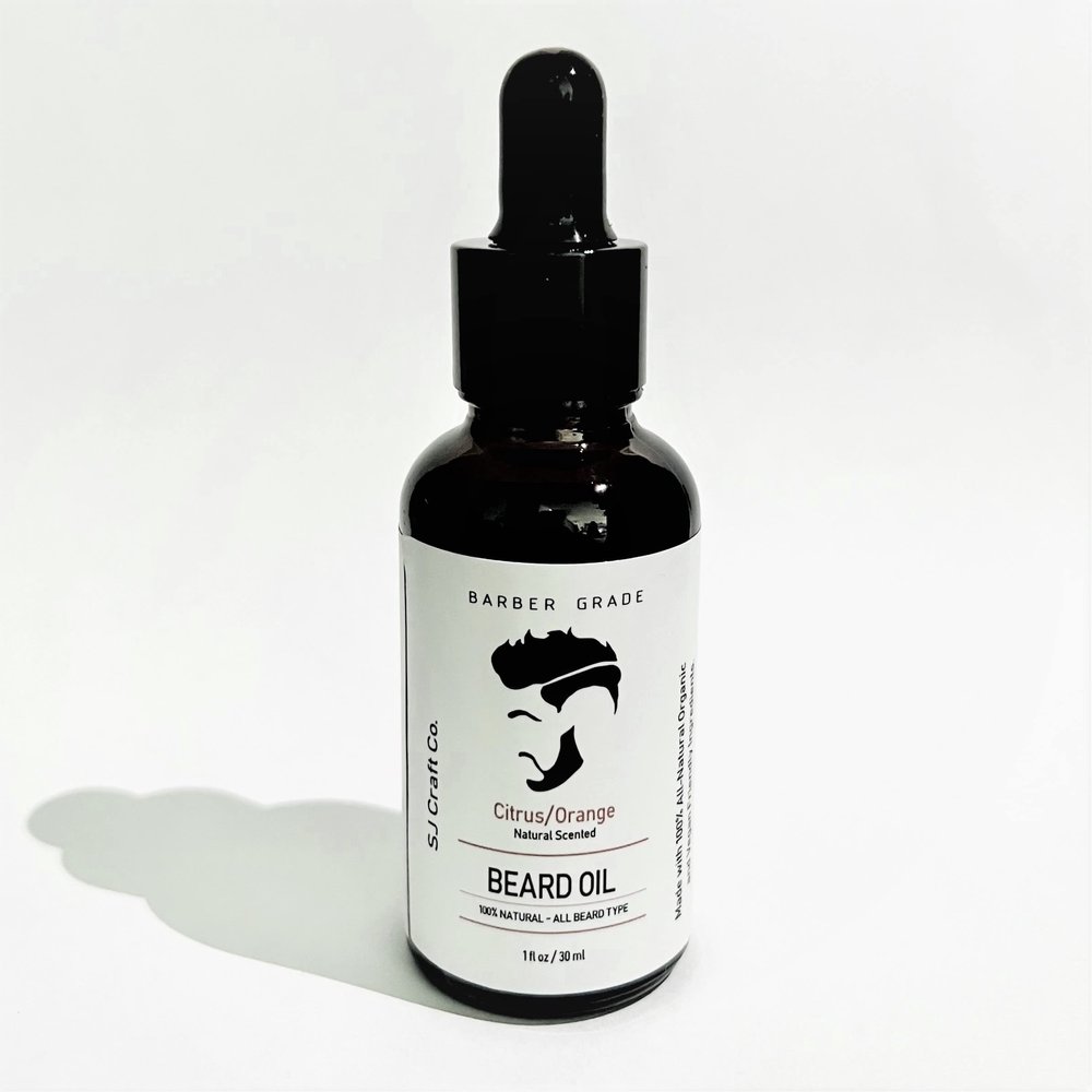 SJ Craft Co Beard Oil 1oz Beard Oil Mustache Oil - Natural Scented Quick Absorption - All Natural Beard Oil and Mustache Oil Citrus Orange - Leave in Conditioner