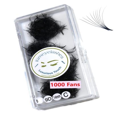 Kimeyelashes 8D 9D 10D 12D - 0.05 C and D Curl 500-1000 Premade volume fans loose Fans, Handmade eyelash extensions supplies Russian volume lash promade fan (17mm, 9D - Curl C)