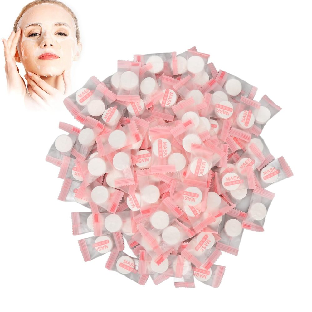 100pcs Compressed Facial Mask Sheet, Disposable Pure Cotton Facial Mask Sheets for Skin Care DIY Facial Wrapped Paper for Home Beauty Salon
