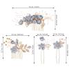 OSALADI 4pcs Flower Hair Comb Stick Pin Bridal Headpiece Wedding Decorative Hair Pins view 2