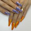 Redykat 24PCS Glossy Coffin Press On Nails, Salon Quality Nail art, Extra Long Acrylic Fake Nails, False Nails, Home Quick Manicure (Purple&Orange Vertical Ombre) view 1