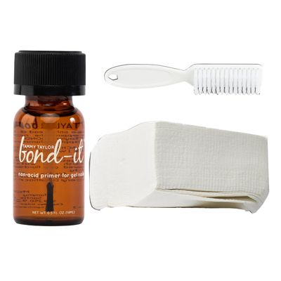 Tammy Taylor Bond It Acrylic Nail Primer Pro Kit | Acid Free Bond-It + Towelettes (100pk) + Long Lasting 180g Washable Zebra File (Big) + Plastic Manicure Brush