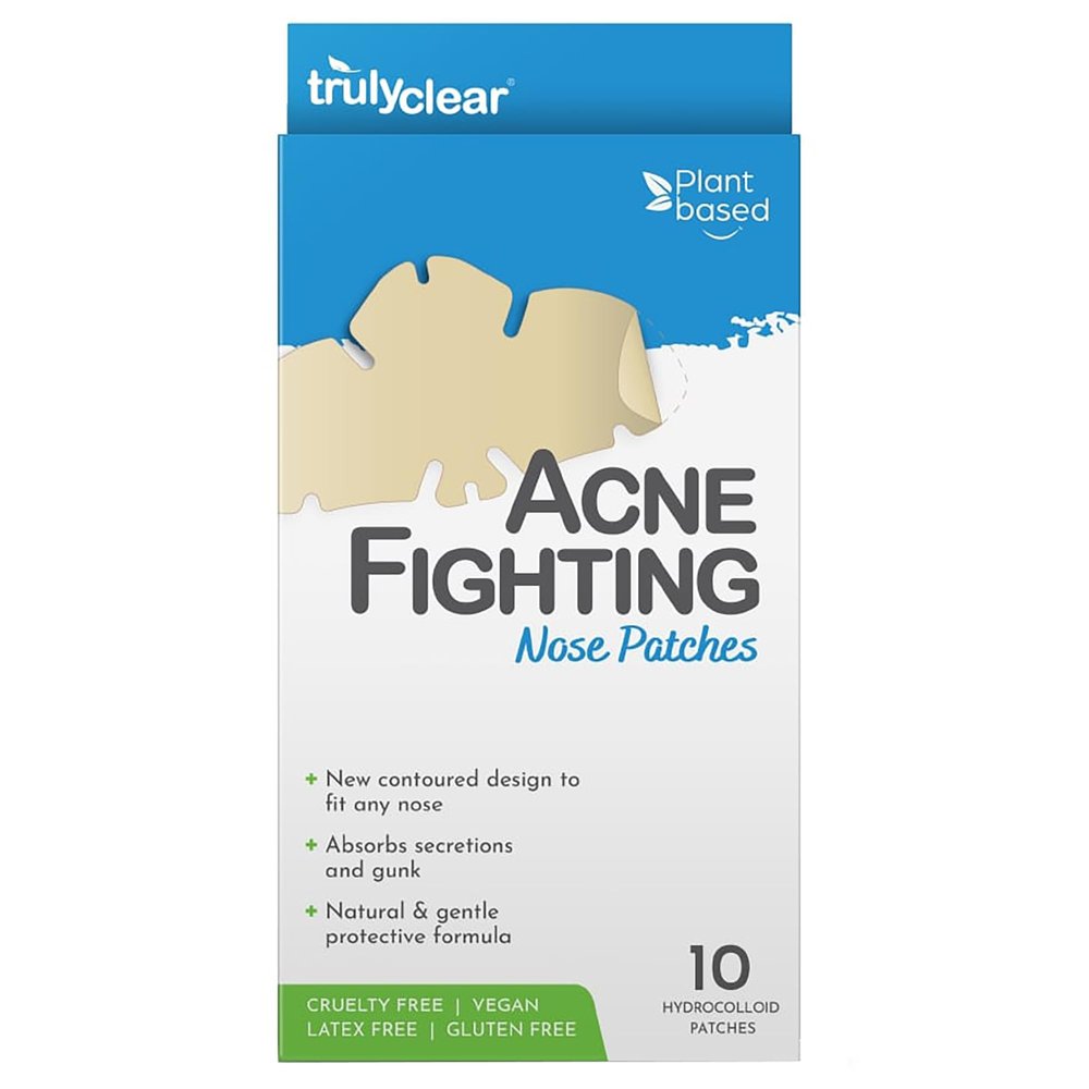 Truly Clear Nose Patch - Hydrocolloid Pimple Patches -10 Count, Acne, Zits, Oil & Blackhead Remover Pore Strip - Overnight Results for Nose Pore Cleansing Strips - Cruelty-Free Beauty Acne Patch