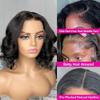 13x4 Body Wave Lace Front Bob Wig HD Invisible Human Hair Wigs for Black Women Pre Plucked Glueless Natural Hairline Brazilian Virgin Hair With Baby Hair Bleached Knots 150% Density 14 Inch view 2