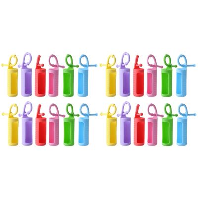 Healifty 24pcs Flexible Silicone Essential Oil Bottle Sleeve Bottle Cover Essential Oil Protector Organizer