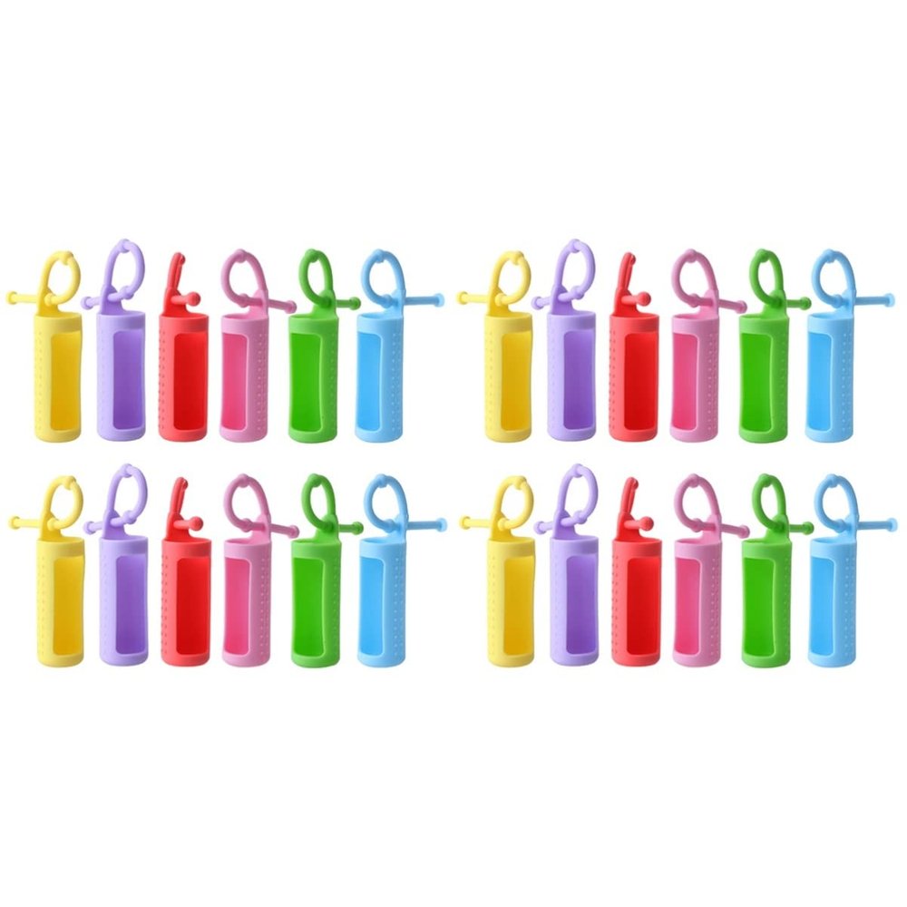 Healifty 24pcs Flexible Silicone Essential Oil Bottle Sleeve Bottle Cover Essential Oil Protector Organizer